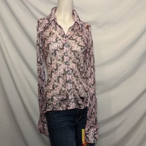 Petro Zillia | cat motif | silk/lurex | Sm | Nwt